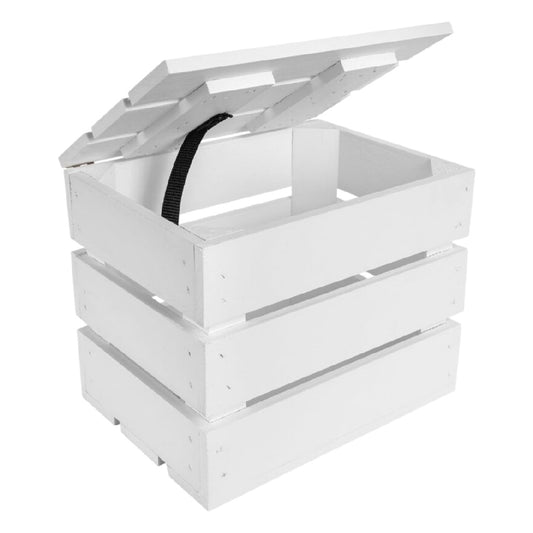 Caisse de rangement empilable en bois blanc pour stockage - 30 x 30 x 20